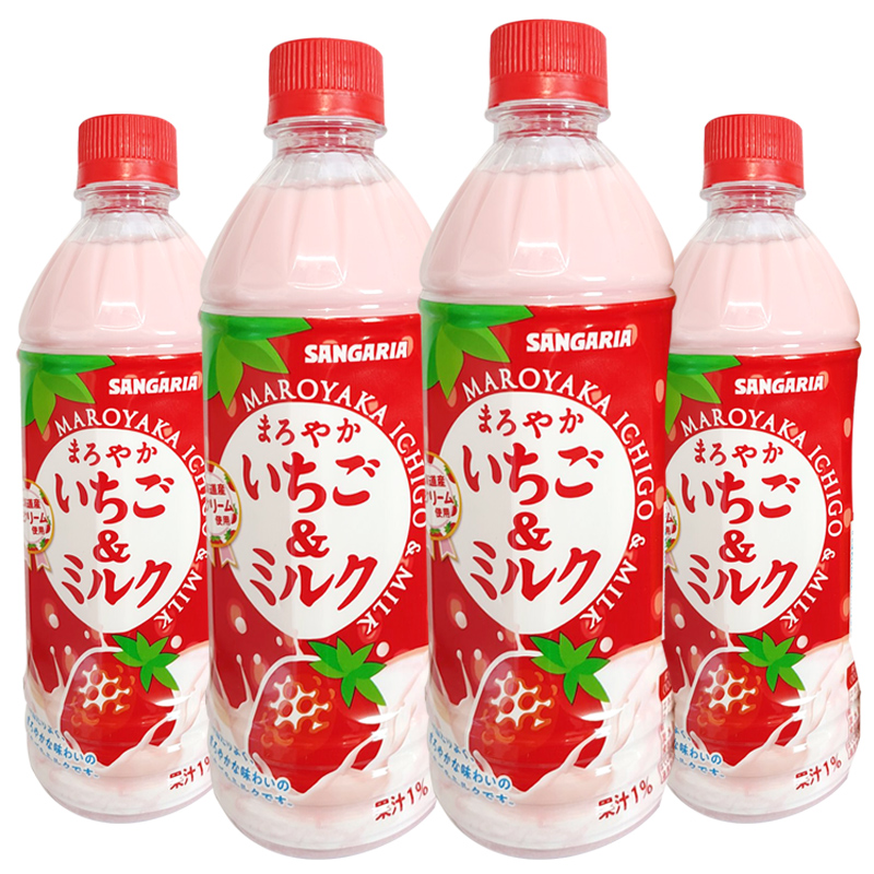日本进口三佳丽SANGARIA三佳利草莓牛奶味饮料含果汁500ml*4瓶 - 图3