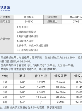 净水器接头大全快插三通直通弯头