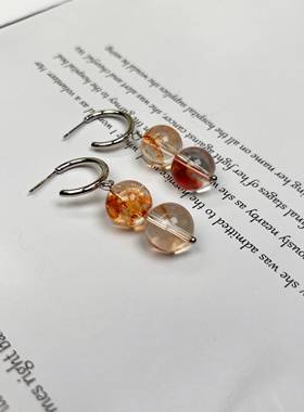 原创 天然 糖纸胶花水晶小众轻奢项链气质百搭