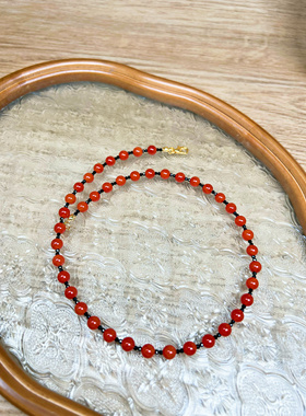 原创《柿柿如意》天然玛瑙尖晶小众项链