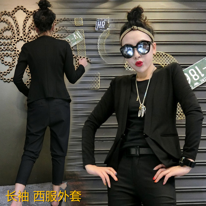 西服外套女2023新款时尚短款修身显瘦夏装韩版上衣长袖小西装薄款