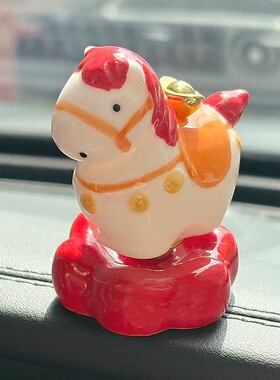 2026年马上有钱景德镇马年陶瓷转转小马可爱旋转家居车载摆件礼物