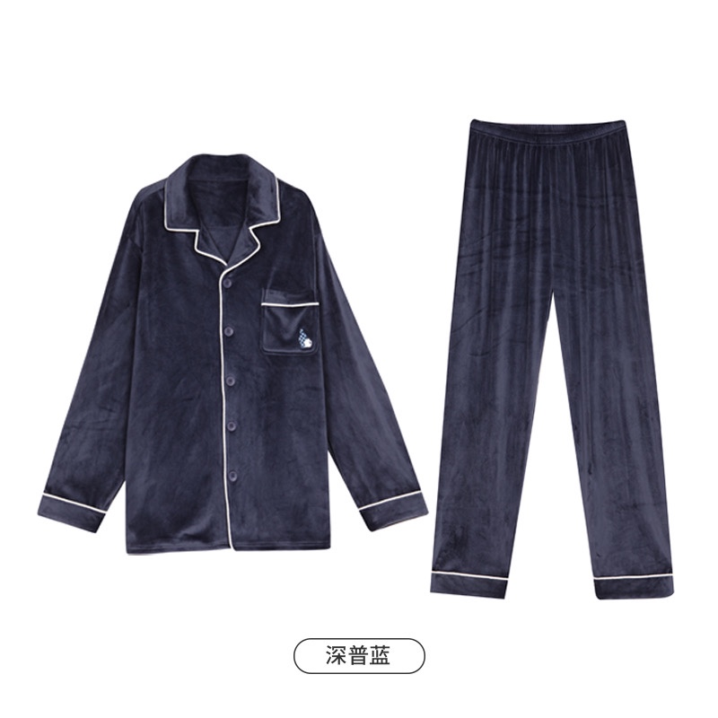 都市丽人新款正品男睡衣FH30C1翻领海岛绒抗静电不掉毛套装家居服 - 图3