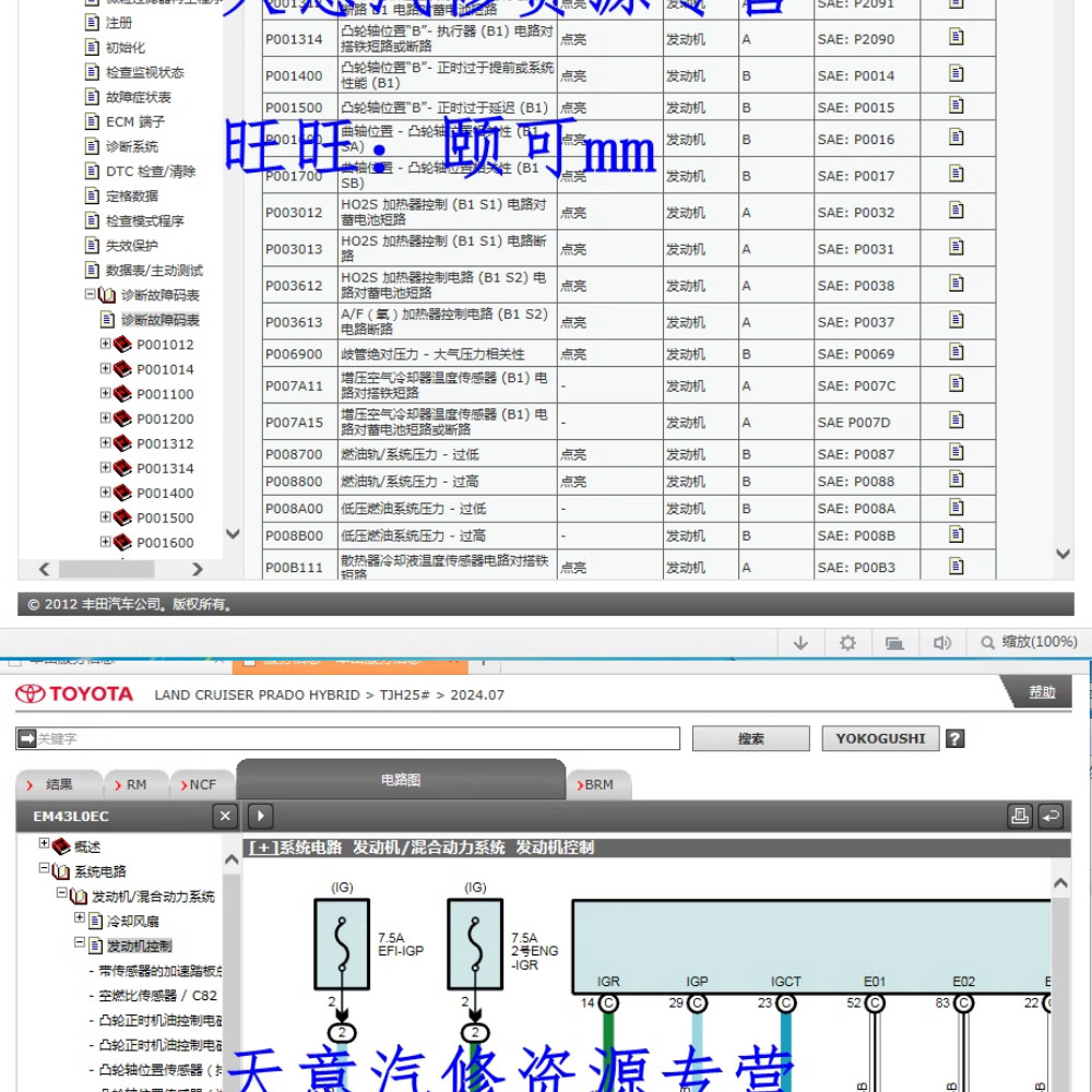 2024年款丰田霸道普拉多LC250混动维修手册电路图TJH25#汽车资料
