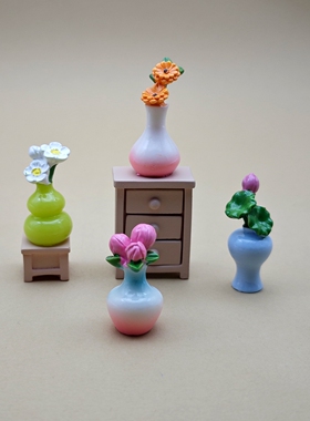 仿真荷花郁金香花茶装饰摆件
