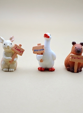 创意卡通树脂举牌公仔桌面摆件