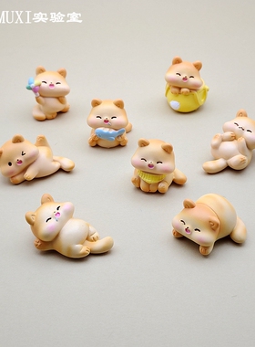 仿真动物创意可爱胖胖小猫咪公仔橘猫模型树脂微缩摆件桌面装饰品