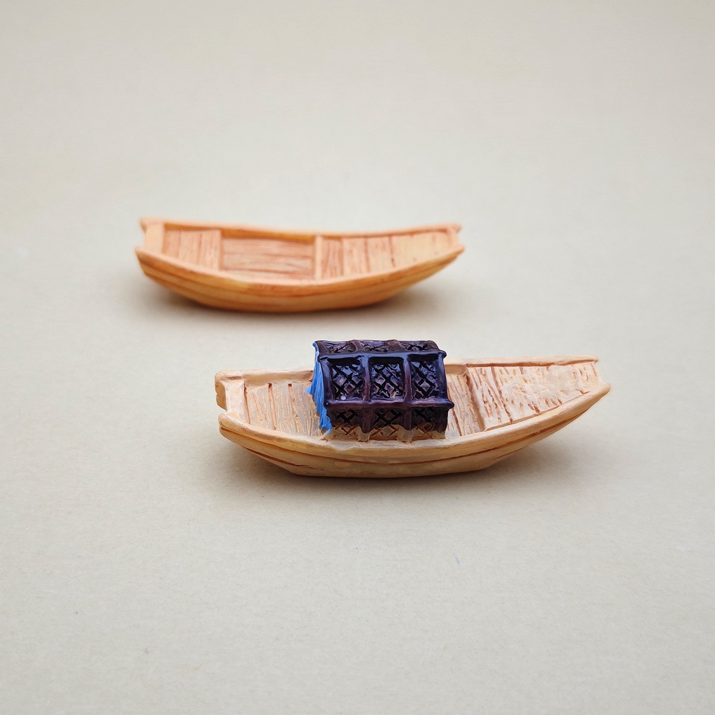 江南小船渔船乌篷船 微景观摆件仿真模型DIY树脂桌面装饰鱼缸造景 - 图2