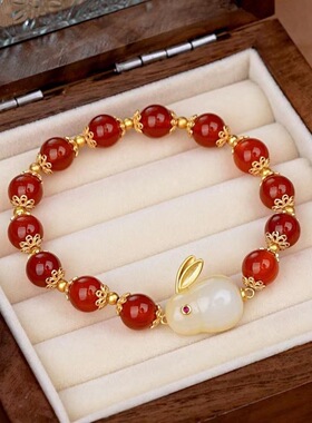 现货可爱兔子手链女公主女孩水晶串珠学生韩版姐妹闺蜜手串手饰品