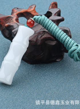 新疆金丝玉吊坠 手工雕刻玉竹节 节节高升男女款玉挂件圆竹节天然