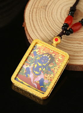 男女通用金属阿弥陀佛统项链唐卡新品西藏金色单面唐卡手绘图案