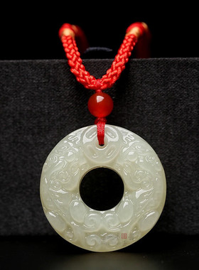 和田玉貔貅吊坠阿富汗玉如意貔貅项链情侣款平安扣挂件玉石礼品