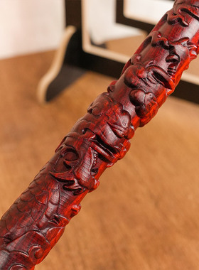 跨境紫檀木盘龙棍把玩棍龙年40厘米满雕小叶紫檀雕刻手把件