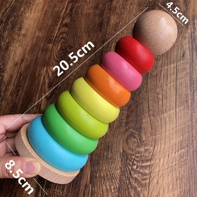 木质叠叠圈乐彩虹塔叠套玩具123岁婴幼儿堆堆乐早教益智宝宝玩具,淘宝优惠券,粉丝福利购,淘宝优惠卷