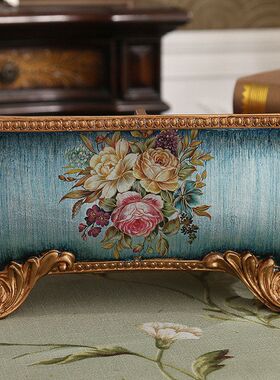 创意欧式收纳盒摆件复古遥控器盒书房桌面客厅茶几储物盒家居饰品