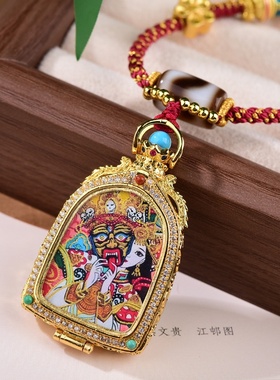 藏风唐卡虎牙玛瑙天珠手工项链绳