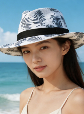 夏季男士户外防晒大檐透气草帽