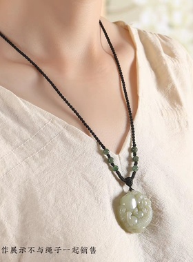 天然翡翠虎眼石手工编织项链绳
