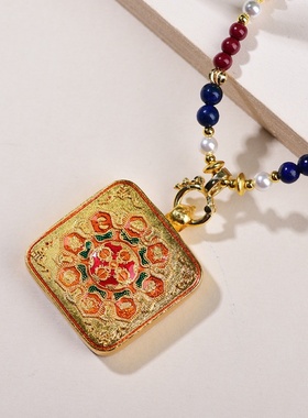 小红书爆款青金石唐卡锁骨链