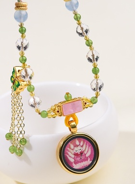 新中式手工编织趴趴狐水晶项链