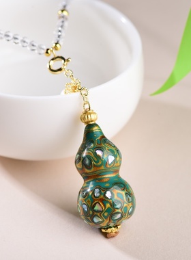 国潮大漆葫芦福禄锁骨链