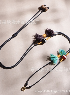 新中式玛瑙天珠流苏项链绳手工