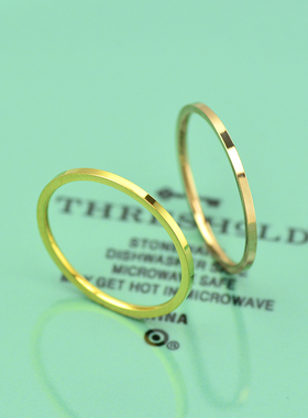 不掉色镀金光面素圈轻奢高级14K