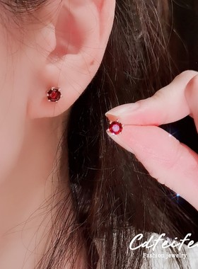 精致六爪红色锆石项链女时尚小众