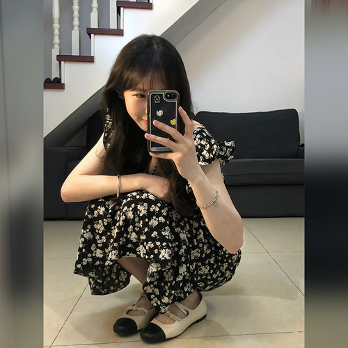 145小矮个子碎花连衣裙女夏季150显高穿搭配收腰约会法式长裙子xs - 图1