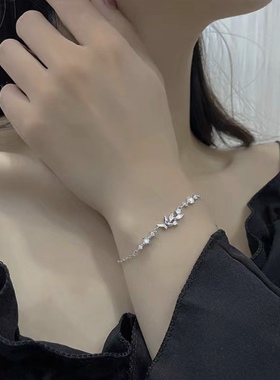 CMFY S925银 小众设计感简约蝴蝶锆石手链女款送女友送母亲送闺蜜