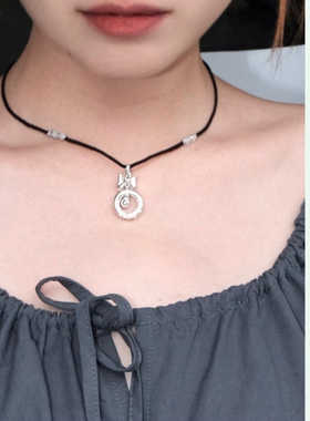 OGDAID蝴蝶结平安扣 在逃公主铃销 编织绳转运S999纯银项链情侣款