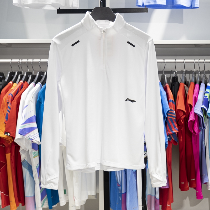 李宁2024夏季新款团购系列男子舒适透气半拉链运动长袖T恤YTLU021 - 图1