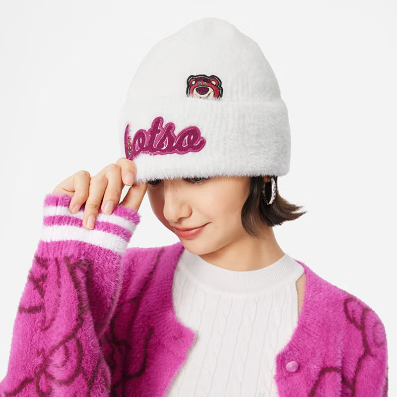 李宁针织帽2024冬季男女皮克斯草莓熊联名加绒保暖毛线帽AMZU051,淘宝优惠券,粉丝福利购,淘宝优惠卷