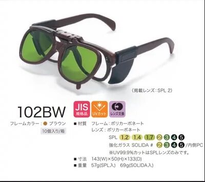 日本理研RIKEN防护眼镜石英加工焊接抛光眼镜102BW 104S 102SS - 图1