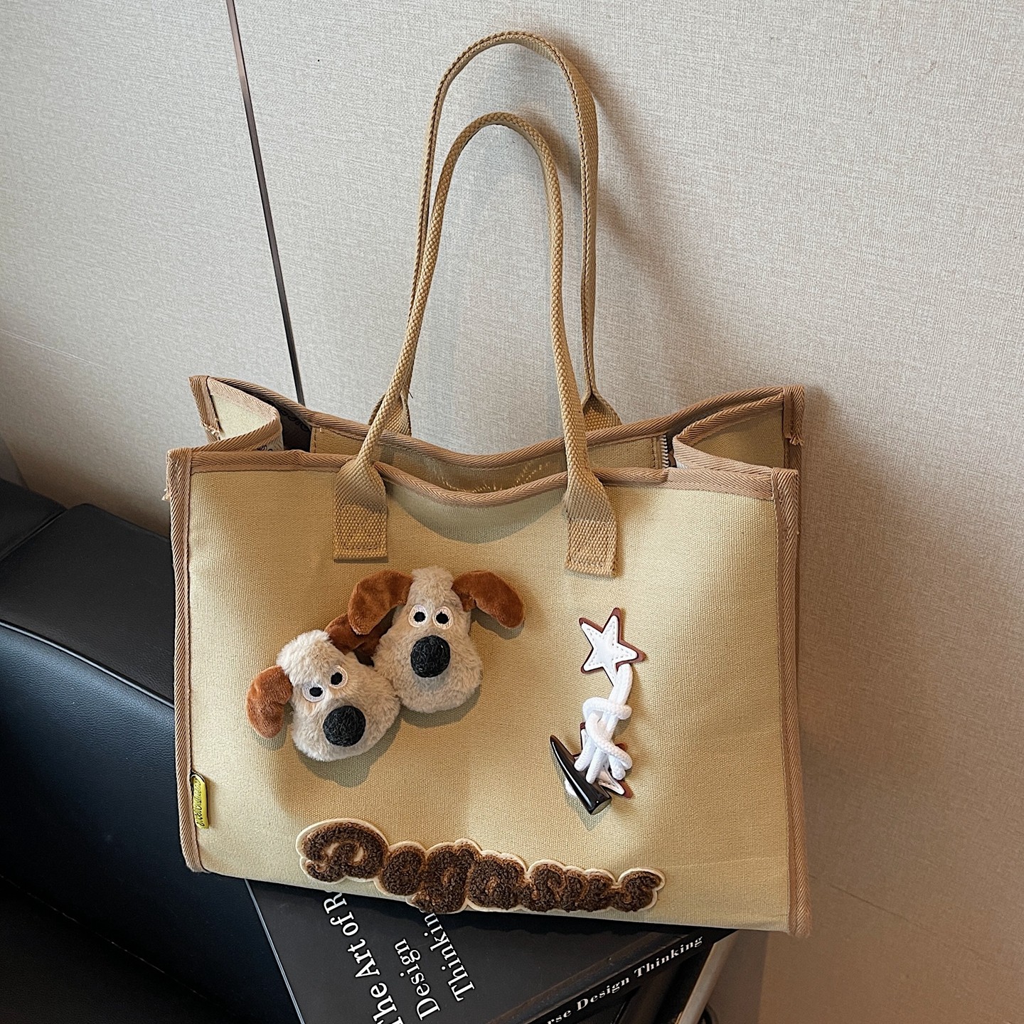 可爱卡通帆布包女2025新款大容量单肩包休闲通勤托特包旅行手提袋,淘宝优惠券,粉丝福利购,淘宝优惠卷