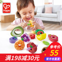 Hape Corruption Eating Bug Fruit Wearing Beads Morning Teach Children Puzzle Toys Baby Strings building blocks wearing rope line 1-2 years old