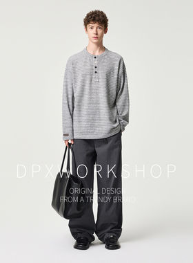 DPX纯棉休闲直筒裤男2026秋季新款时尚潮牌简约百搭男士男装裤子