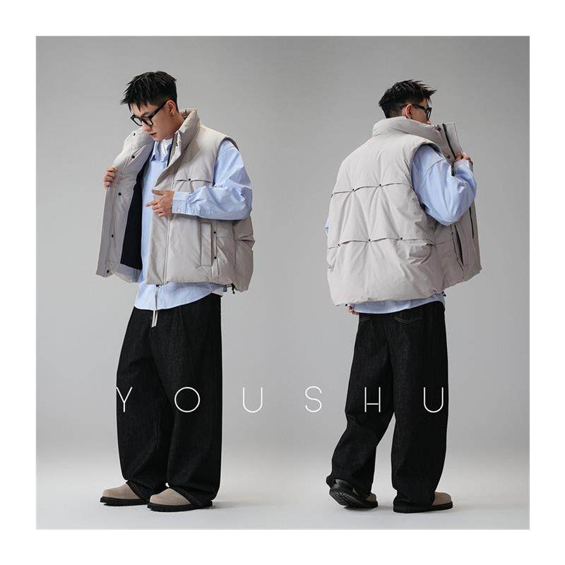 YOUSHU褶境暖域90白鸭绒龟背羽绒服背心男冬季美式潮牌马甲,淘宝优惠券,粉丝福利购,淘宝优惠卷