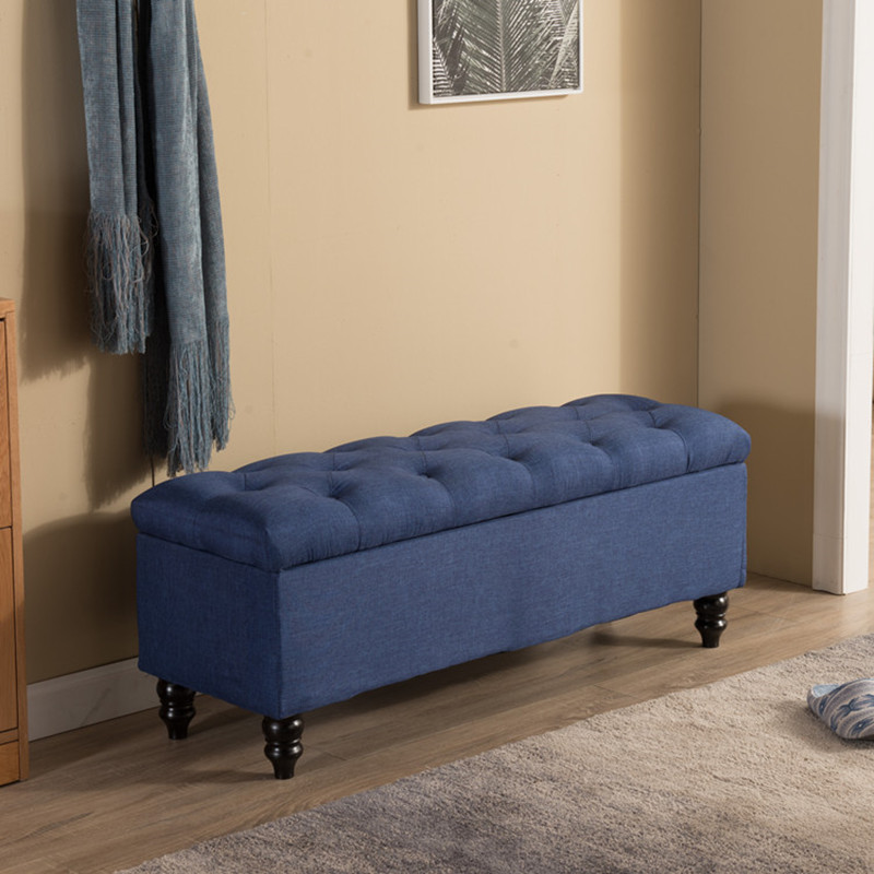 布艺欧式换鞋沙发凳储物凳服装店网红长方形收纳凳实木长条凳脚踏 - 图0