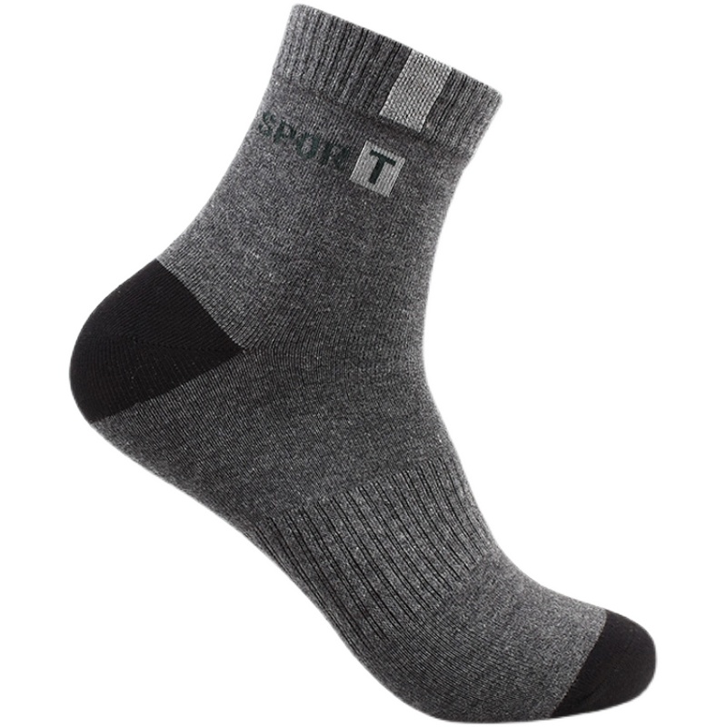 5双 浪莎袜子男士100%纯棉中筒运动袜防臭冬季加厚全棉长筒男袜子 - 图3