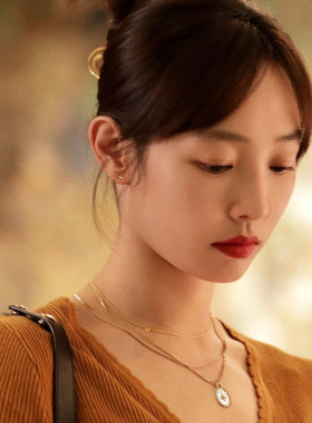 白百何同款项链女高级感简约气质潮款吊坠小众轻奢白百合锁骨链女
