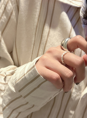 S925纯银韩版磨砂古法基础款包包戒指质感重工韩系博主指环