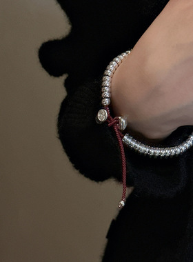 S925纯银时尚盘缠直播热卖红绳手链简约国潮新年款首饰品