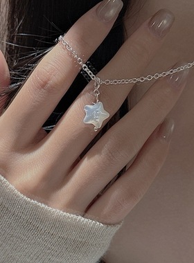 s925纯银星星月亮吊坠小众设计日韩ins简约甜酷星月贝壳挂件配饰