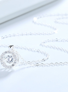 跳动的心 灵动项链女s925纯银圆形吊坠银饰品批发简约时尚锁骨链