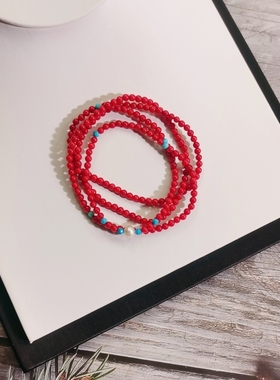 收藏品少量孤品设计款欧美风小众淡水珍珠山瑚绿松石可当手链项链