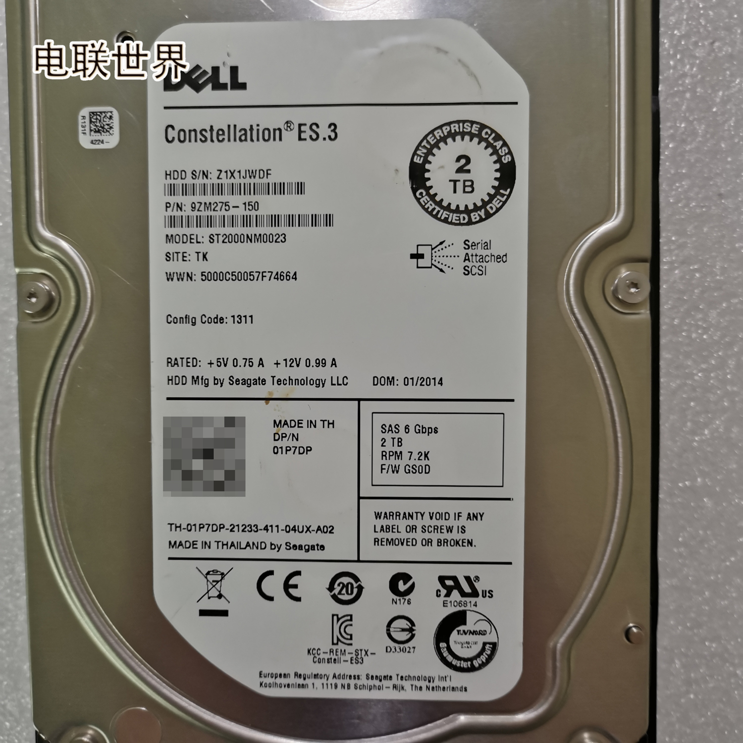 DELL 9ZM275-150 01P7DP-21233 ST2000NM0023 2T 7.2K SAS硬盘-图3