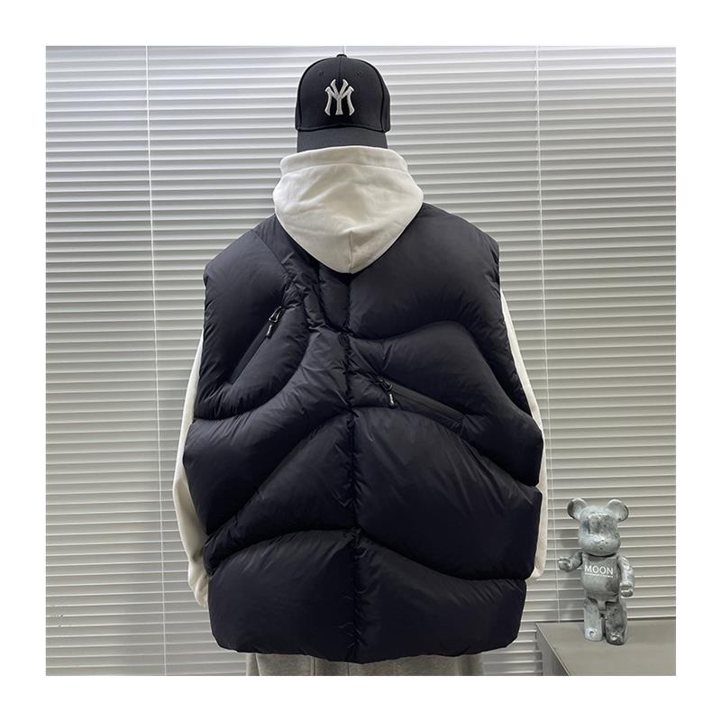 冬季新款立领白鸭绒羽绒马甲男款休闲宽松设计感潮牌百搭无袖坎肩 - 图3