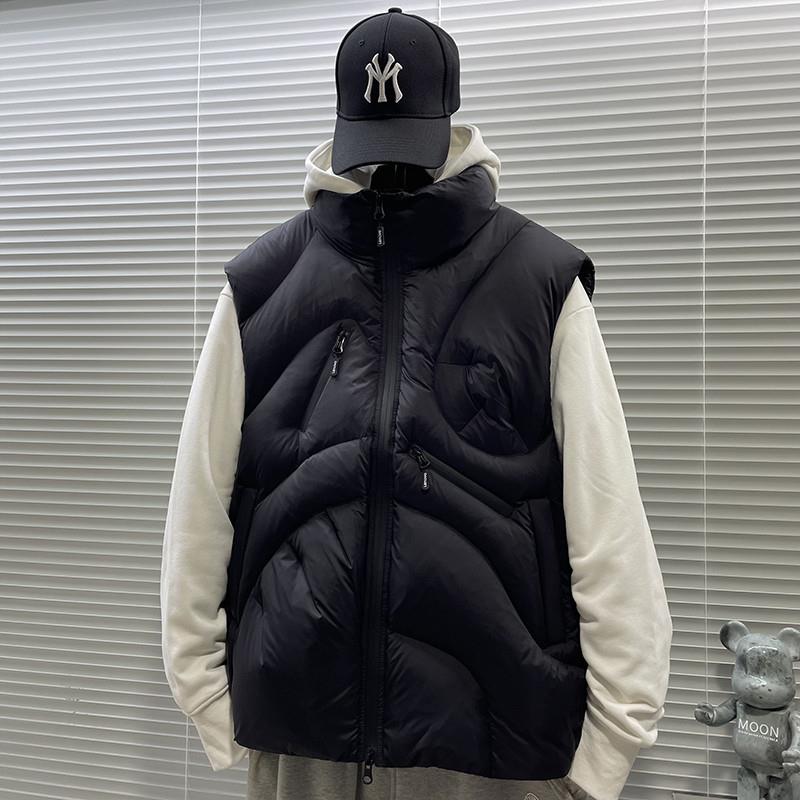 冬季新款立领白鸭绒羽绒马甲男款休闲宽松设计感潮牌百搭无袖坎肩 - 图1