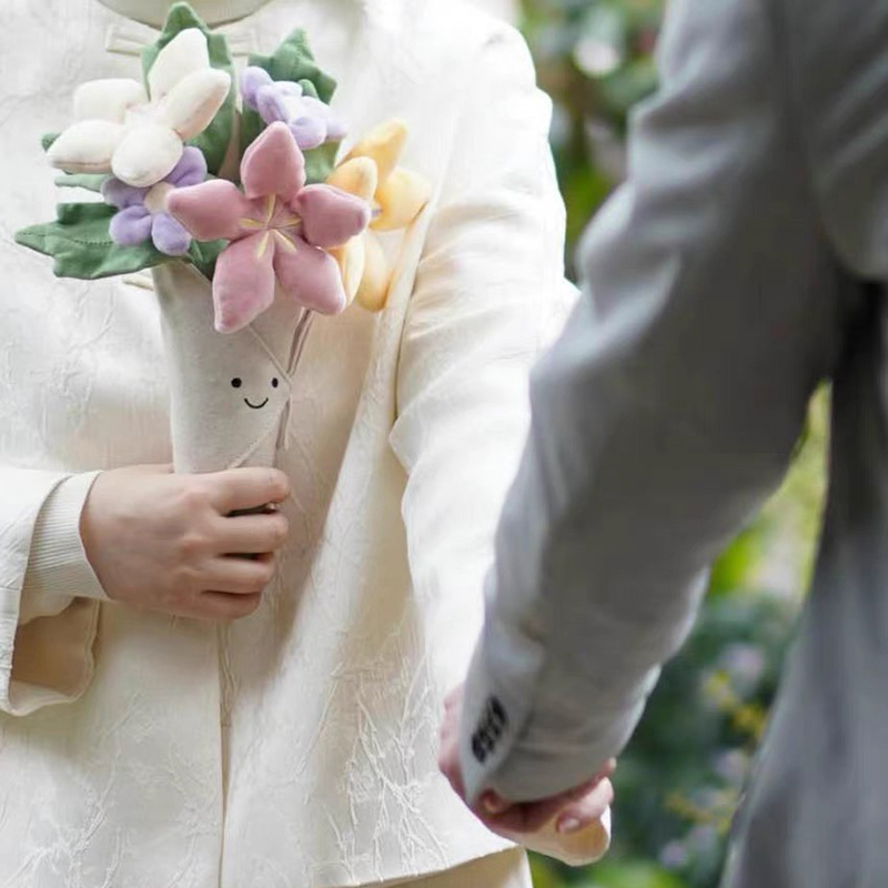 北欧趣味创意求婚戒指毛绒玩具可爱结婚蛋糕公仔玩偶捧花礼物男女 - 图2